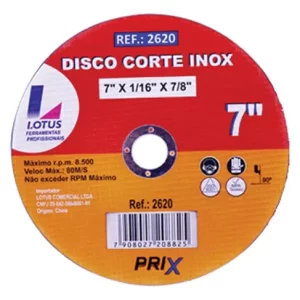 DISCO DE CORTE DE INOX, 7  X 1/16  X 7/8  PRIX 200/50 - LOTUS