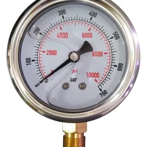 MANÔMETRO AÇO INOX 63 MM RETO ESCALA 10.000 PSI X 700 BAR - ROSCA 1/4" NPT LATAO - FAMABRAS