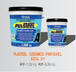 Plasteel cerâmico azul pintável, 5.280g